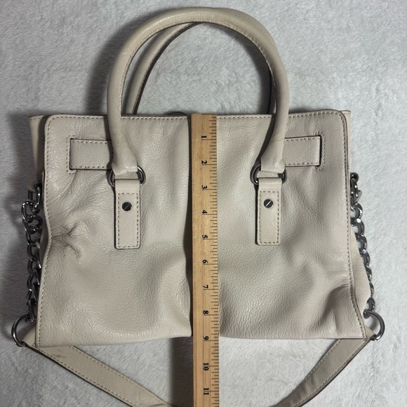 Michael Kors White Leather Chain-Link Tote Shoulder Bag Satchel - Picture 6 of 8